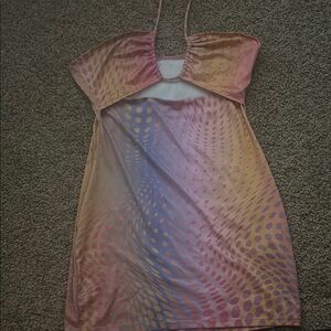 Pink and Gray Halter Mini Sundress
